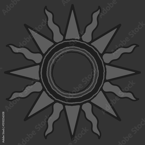antique sun illustration; vintage solar depiction