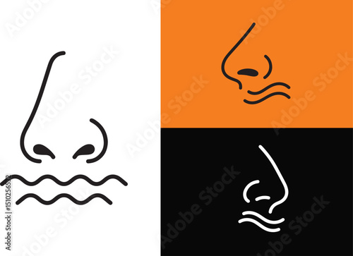 Minimalist Nose and Mouth Icon Set with Different Background Colors