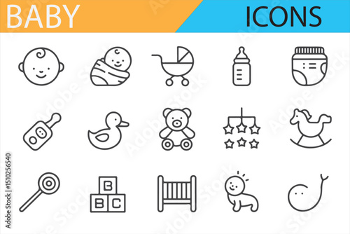 Baby and Parenting Icons for Early Childhood and Infant Care