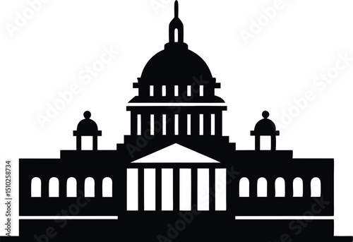 Washington Capitol building skyline silhouette vector illustration. Washington building vector icon silhouette  design.