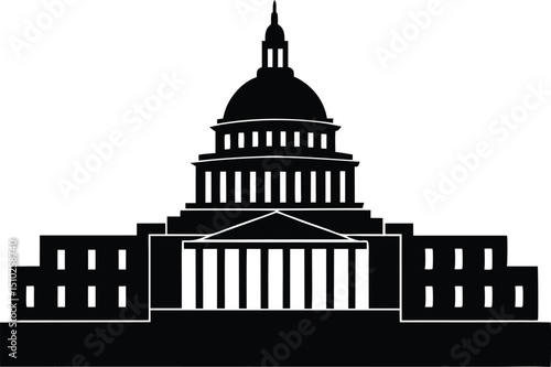 Washington Capitol building skyline silhouette vector illustration. Washington building vector icon silhouette  design.