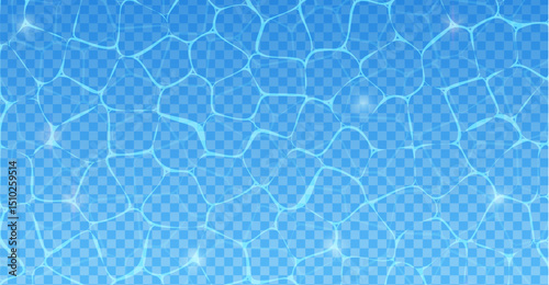 Blue water surface rippling wave pattern. Water swimming pool surface summer texture aquatic clean background.