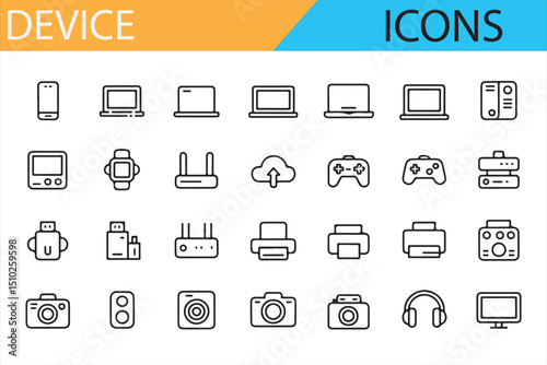 Tech Gadgets and Electronics Icons for Website Design