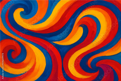 abstract Colorful spiral background with vintage swirls and decorative curves