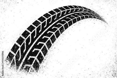 Tire track mark wheel vector pattern. Tyre car tread print texture race bicycle trace sign grunge stamp.