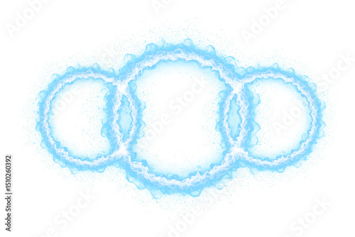 Electric Plasma Rings Interlocked with Energy Field Generated with Blue Electricity Discharges