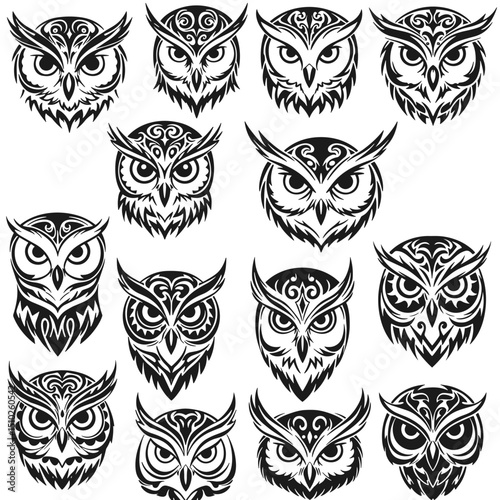 Owl. Tribal owl. Tatto owl