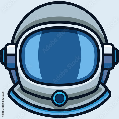Futuristic Space Detailed Astronaut Helmet Vector.