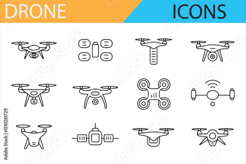 UAV Icons for Tech Applications and Aerial Mapping Solutions