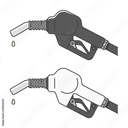 イラスト素材:ガソリン給油ノズル シンプル モノクロ