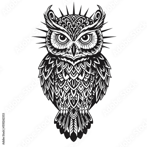 Owl. Tribal owl. Tatto owl