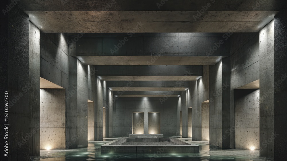 Obraz premium Nuclear arsenal mine, an underground military installation, a concrete structure with tunnels for access
