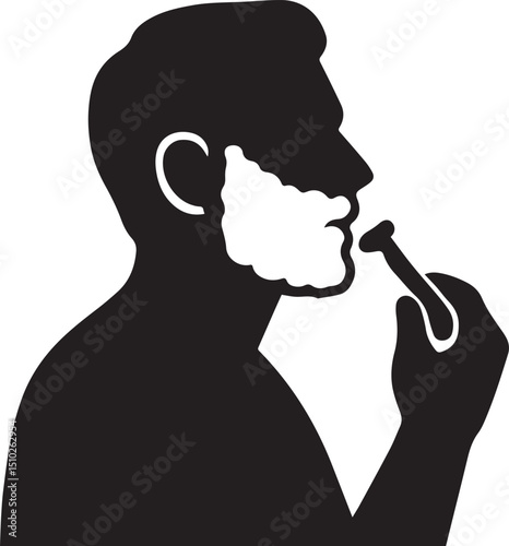 Man shaving face silhouette vector art illustration isolated on white background for icon type uses