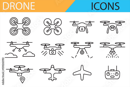 Quadcopter and Drone Technology Icons for Commercial Use