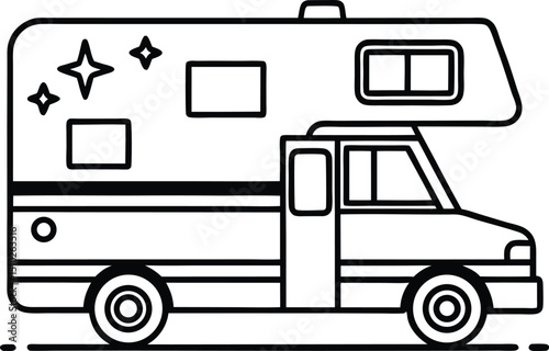 USA Motorhome Outline Vector – Perfect for 4th of July Art