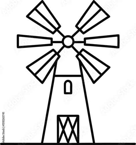 Patriotic Windmill Sketch for Rural Americana Art