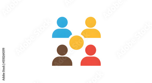 Diverse Group of People Icon with Colorful Human Figures and Central Circle