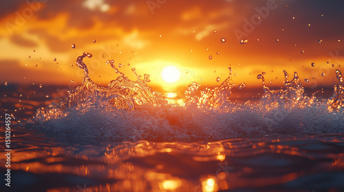 Abstract Sunset Reflection on Ocean Waves