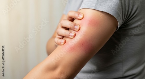 Wallpaper Mural Close up of a person arm with a large red inflamed area, showing symptoms of an allergic reaction or skin irritation. Torontodigital.ca