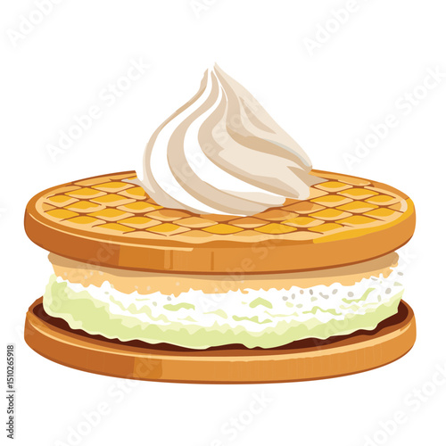 Sandwich cookie with cream and whipped topping - vector illustration