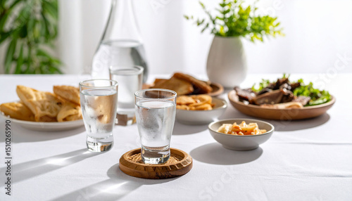 Wallpaper Mural Soju and snacks against a white background. Torontodigital.ca