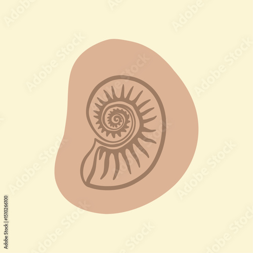 Stylized illustration of a Nautilus shell in earth tone colors
