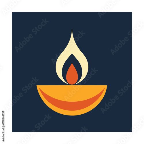 Simple vector illustration of a lit diya lamp symbolizing light and celebration