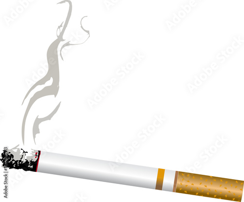 Lit Cigarette with Smoke - Smoking and Tobacco Graphic