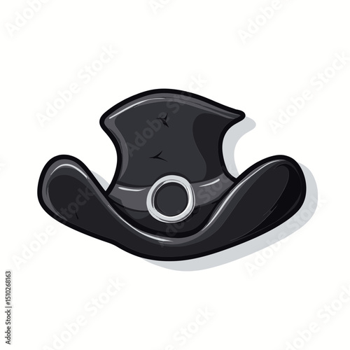 Elegant Black Top Hat with Silver Buckle
