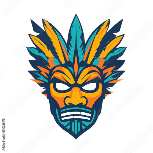 Vibrant Tiki Mask Illustration
