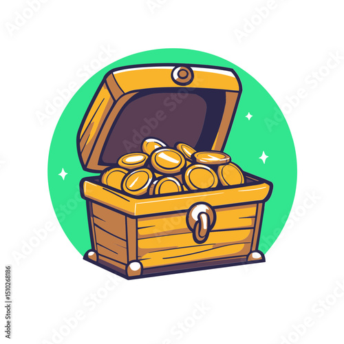 Treasure Chest Overflowing with Gold Coins