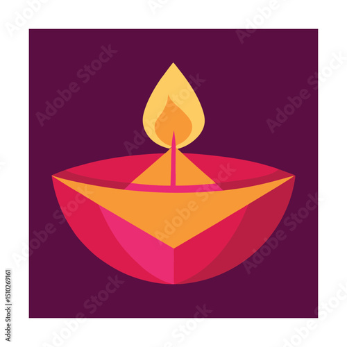Illuminated diwali lamp vector illustration on a deep purple background perfect for celebrations