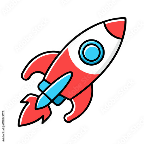 Flying rocket icon for speed, technology or space themes.
