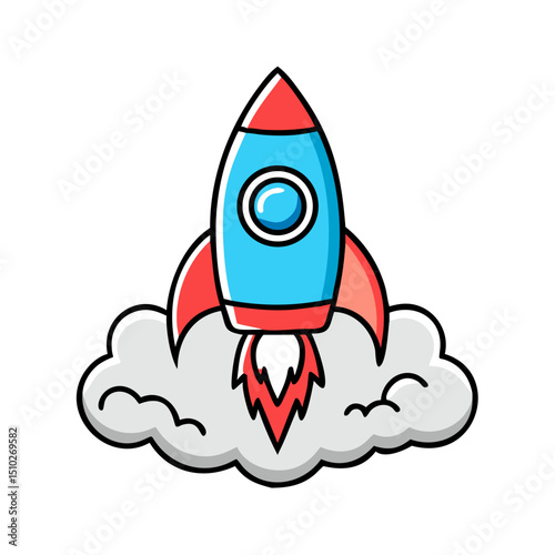 Rocket launch icon symbolizing startup, science or innovation.