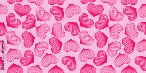 Seamless heart patterns in pink tones create a lively and romantic atmosphere for any occasion