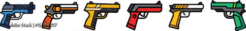 Gun Icon Representing Firearm, Pistol, Weapon, Shooting and Military Symbol