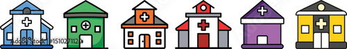 Hospital Icon Depicting Medical Healthcare Building, Emergency Services, Patient Treatment and Public Health