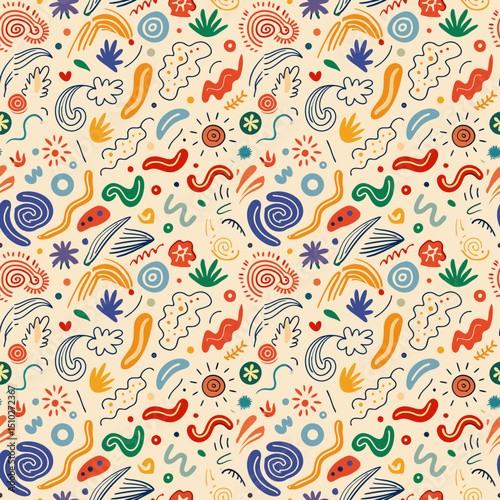 Seamless vector floral pattern with colorful vintage flower ornaments for textile and wallpaper design