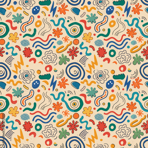 Seamless vector floral pattern with colorful vintage flower ornaments for textile and wallpaper design