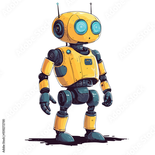 Innovative Robot Design and Technology Concept Visualization in Colorful Illustration for Projects