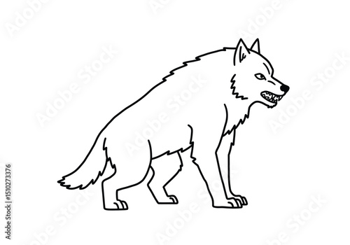 Werewolf drawing easy. This image presents a werewolf sketch, a mythical shapeshifting creature, rendered in a simplified, easy-to-draw style. Vector sketch line art draw.