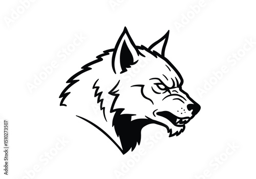 Werewolf head drawing. This image features a werewolf head, a fearsome depiction of the mythical creature's cranium, emphasizing its monstrous and powerful essence. Vector sketch line art draw.