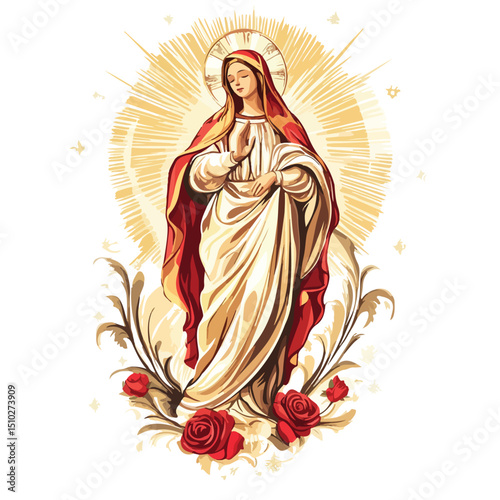 Saint Virgin Mary Catholic Religious Image Vector for Artwork and Design Projects