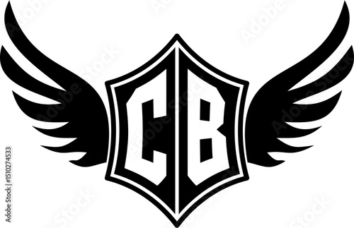 CB logo emblem with winged and shield template