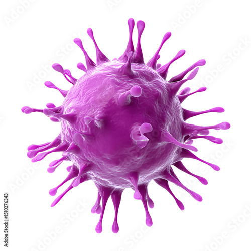 Vibrant Close-Up of a 3D Virus Model in Bright Pink Color