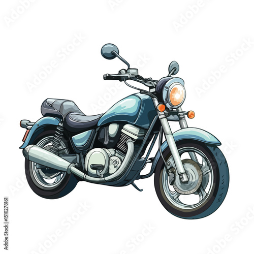 Professional Small Motorcycle Cartoon Vector Illustration Isolated on White Background