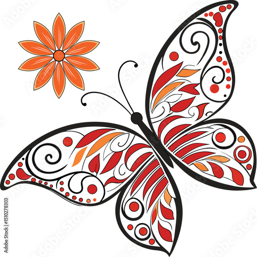 An ornamental design in the shape of a butterfly