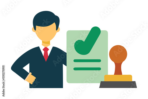 accountant stamping  approved  on a financial form.eps