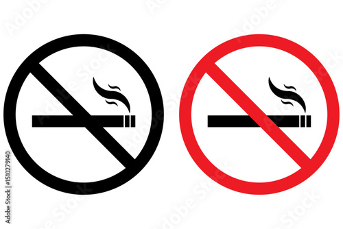 No smoking area  in black and red. No smoking. ban symbol. No smoking symbol. No smoke circle . forbidden icon. stop symbol icon set.