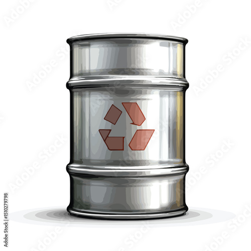 Highly Detailed Metallic Nuclear Barrel Isolated Icon Vector Illustration for Industrial Design Projects